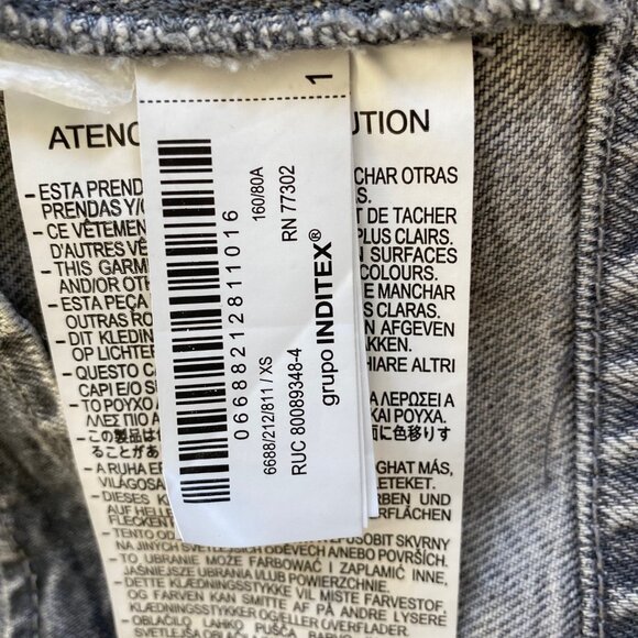 ZARA gray denim clear sequin embellished foil crop top, sz S - Picture 6 of 7